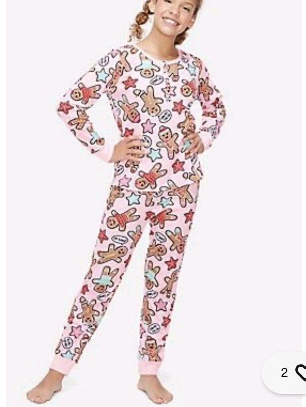 Justice Size 10 Gingerbread 2 piece Pajama Set